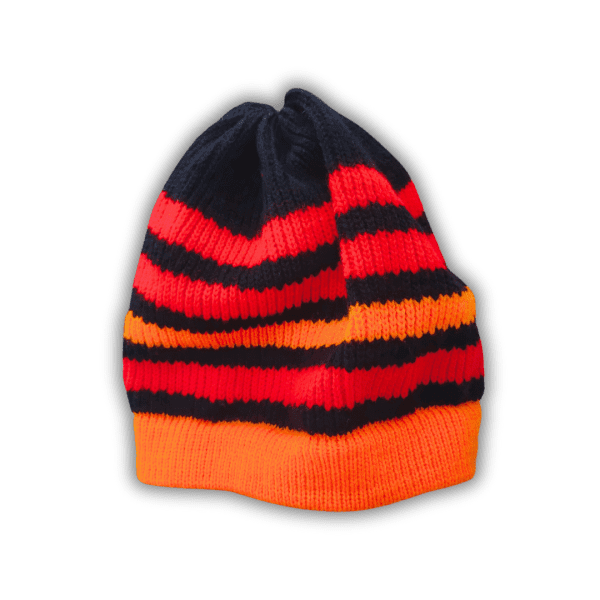 Orange, Red, and White Striped Stylish Winter Cap - Design for Kids boys and girls - Image 3