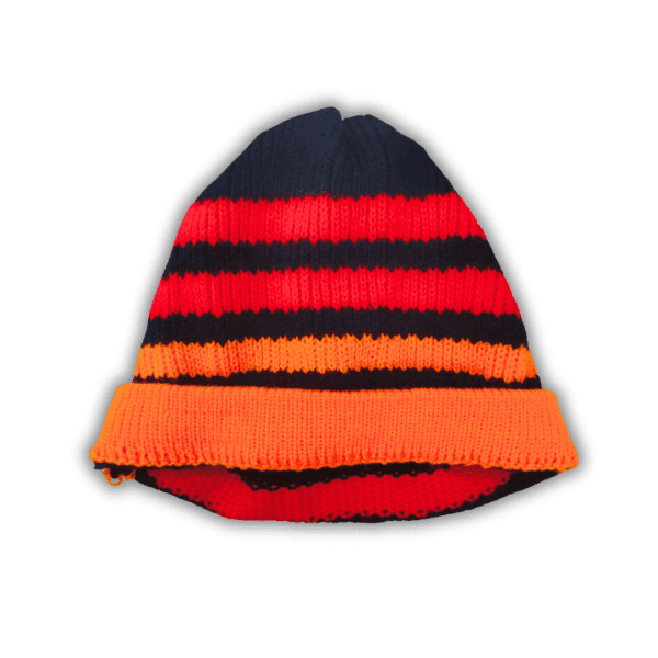 Orange, Red, and White Striped Stylish Winter Cap - Design for Kids boys and girls
