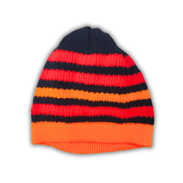 Orange, Red, and White Striped Stylish Winter Cap - Design for Kids boys and girls - Image 2