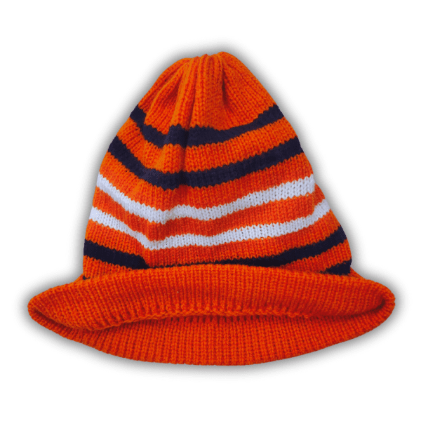 Orange Black and White Striped Stylish Winter Cap for Kids boys and girls - Image 4