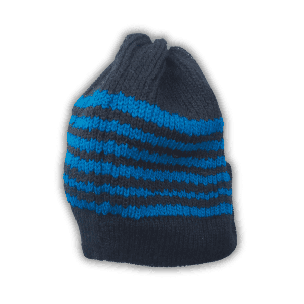 Black and Blue Striped Winter Cap - Design for Men and Women - Image 2