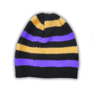 Black, Yellow, and Purple Winter Cap Hat - Unisex Design for Men and Women