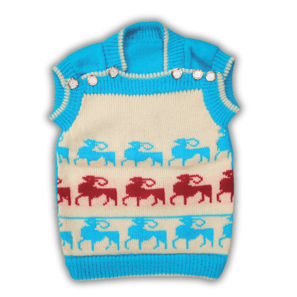 Indigo Blue, Off White, and Red Tank Top Sleeveless Sweater for Baby Girls