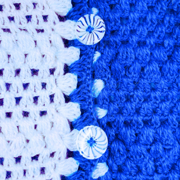New Blue and White Fully Hand-Knitted Sweater for Women