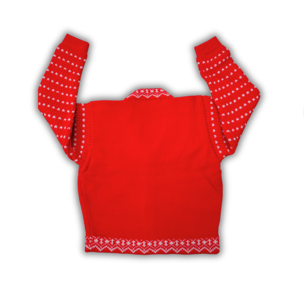 Red Full Sleeve White Designed Round Neck Stylo Blouse for Women by Sonai Knitcraft - Image 3
