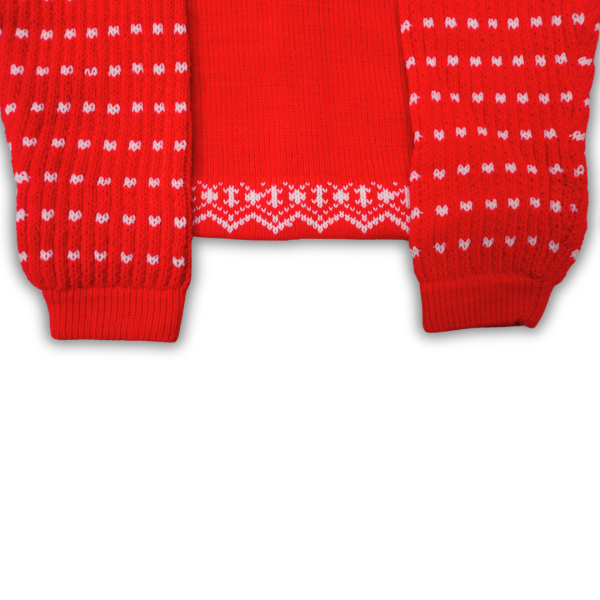Red Full Sleeve White Designed Round Neck Stylo Blouse for Women by Sonai Knitcraft - Image 4