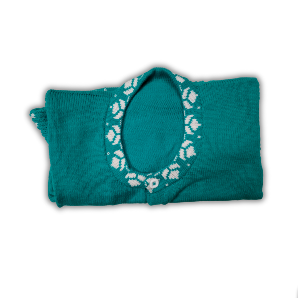Green Blouse with White Checkered Flower-Printed Full Sleeves for Women - Image 4