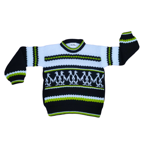 Black Body Penguin Design Sweater for Boys and Girls