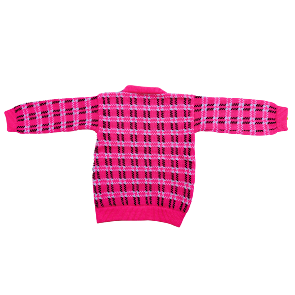 Black and White Checkered Pink Sweater for Kids - Stylish Winter Wear