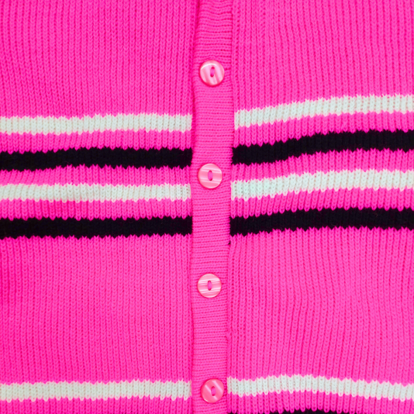 Pink White and Black Stripe Horizontal Line Cardigan for Girls