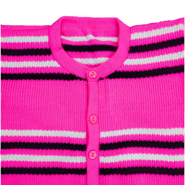 Pink White and Black Stripe Horizontal Line Cardigan for Girls