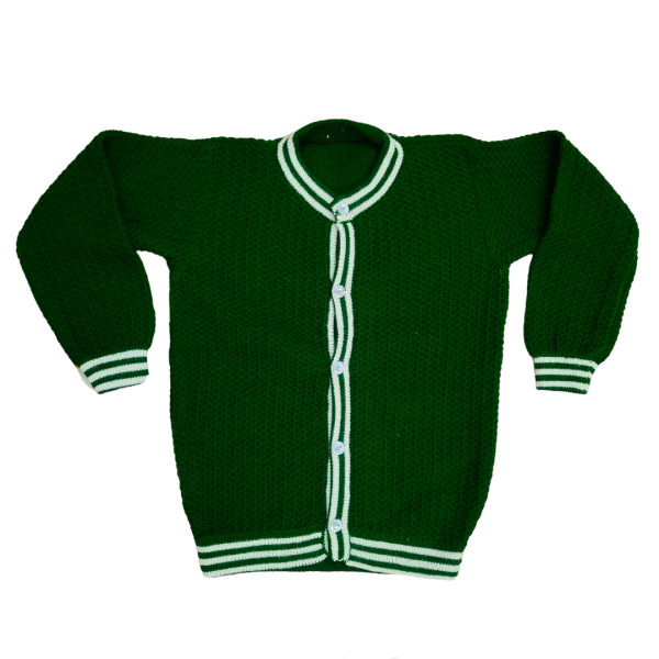 Dark Olive Pure Woolen Cardigan Sweater for Girls