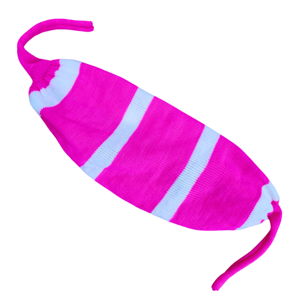 Pink Bou Woolen Tupi with White Stripes for Women – Free Size Winter Cap