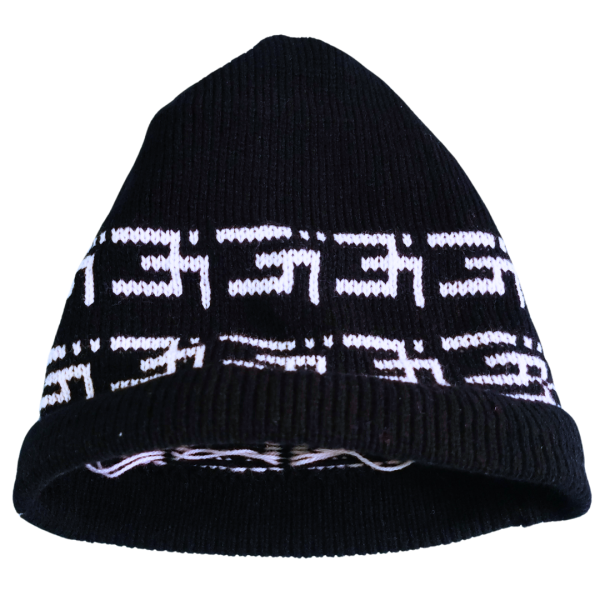 Black and White Self-Designed Beret Winter Cap for Boys and Men (Free Size)