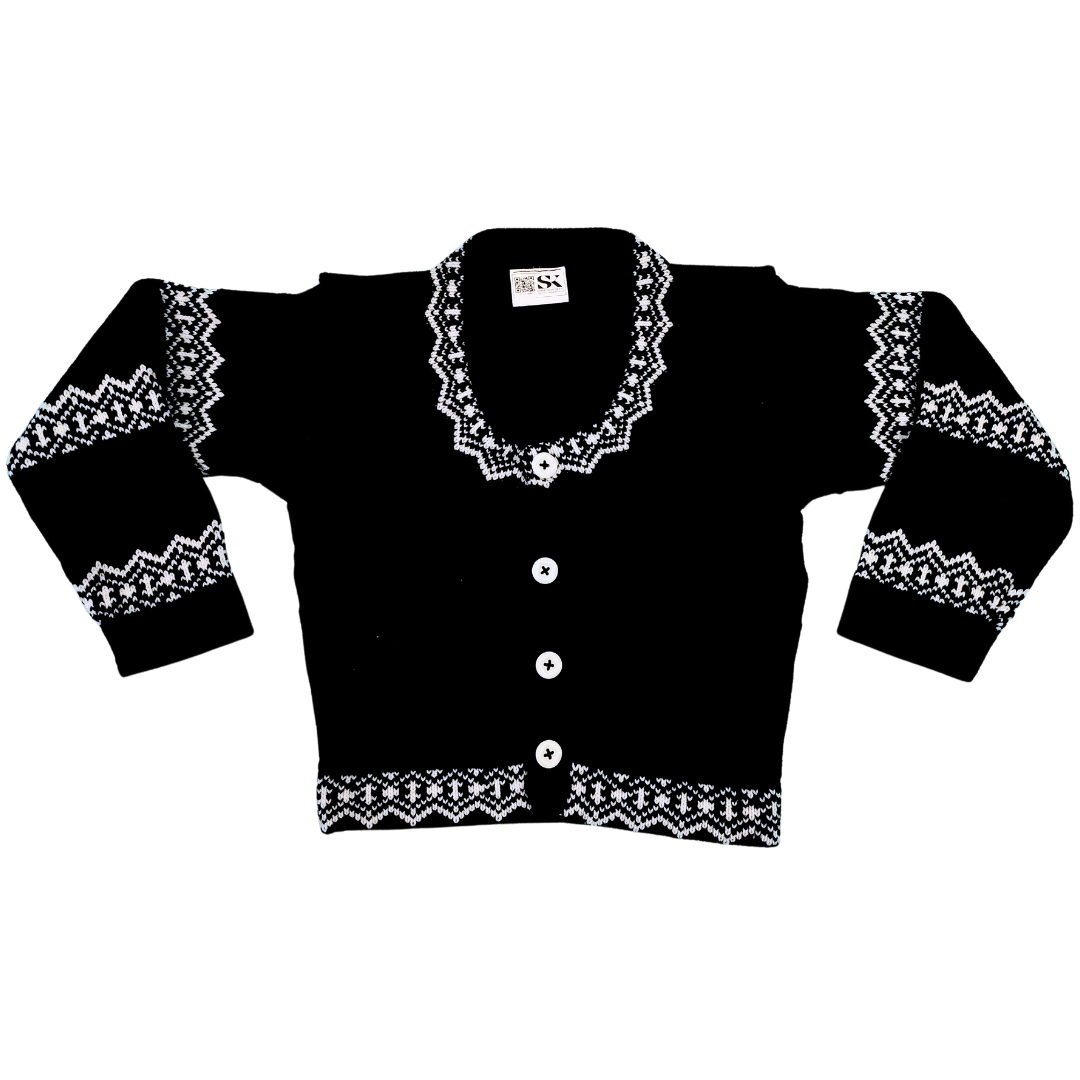 Solid Black Designed Sleeve Round Neck Stylo Blouse for Women by Sonai Knitcraft