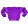 Solid Purple Blouse with White Checkered Full Sleeves for Women
