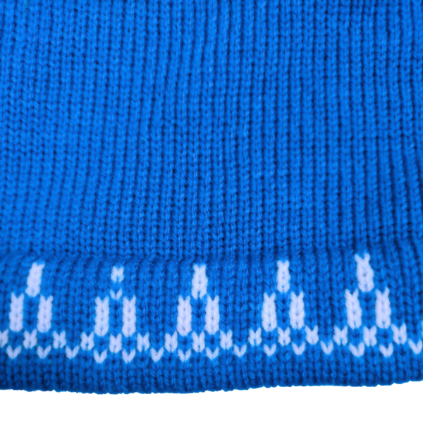 Blue & White Dotted Flower Woolen Blouse Sweater for Women - Elegant Winter Wear